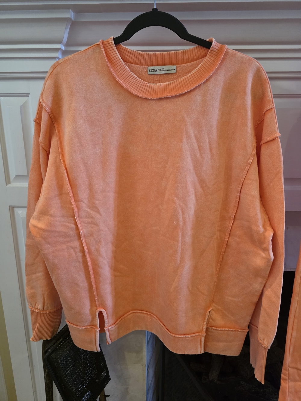 Zenana Outfitters Washed Coral Wide-Leg Lounge Set - Picture 2 of 5